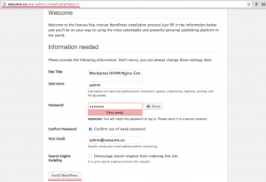 Wordpress Installation - Configure Admin and Site Title